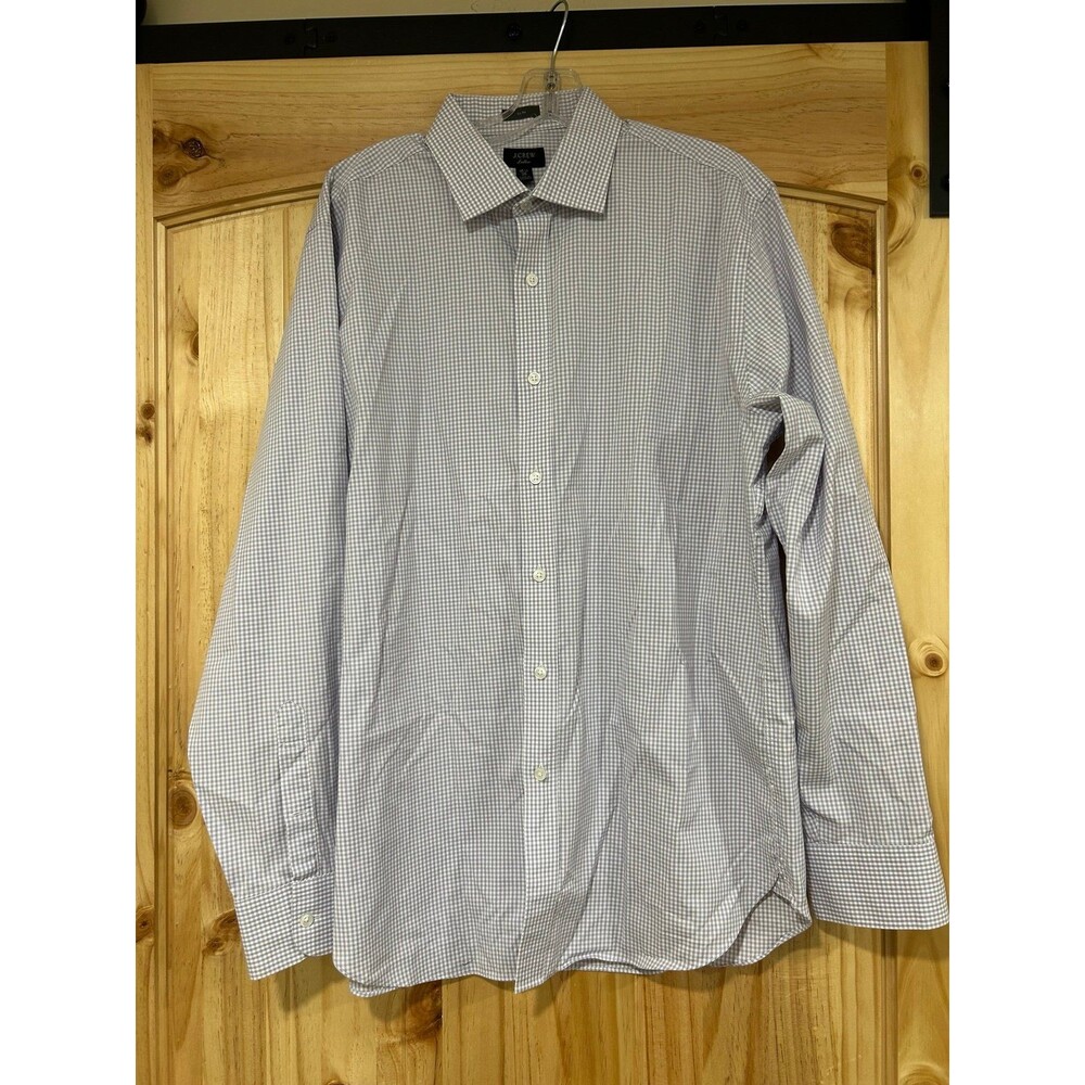 J Crew Slim Fit Ludlow Cotton Dress Shirt 16.5/35 Purple & White Checked